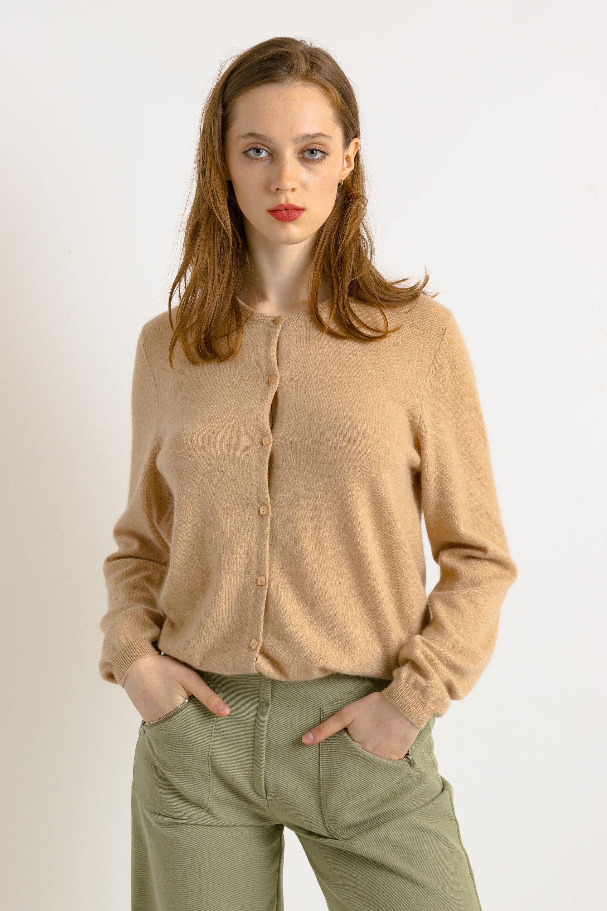 Vintage 90s Knit Sweater . Womens Jumper Beige Cashmere Jumper Minimalist Sweater Knitwear Old Money 90s Sweater . size Medium