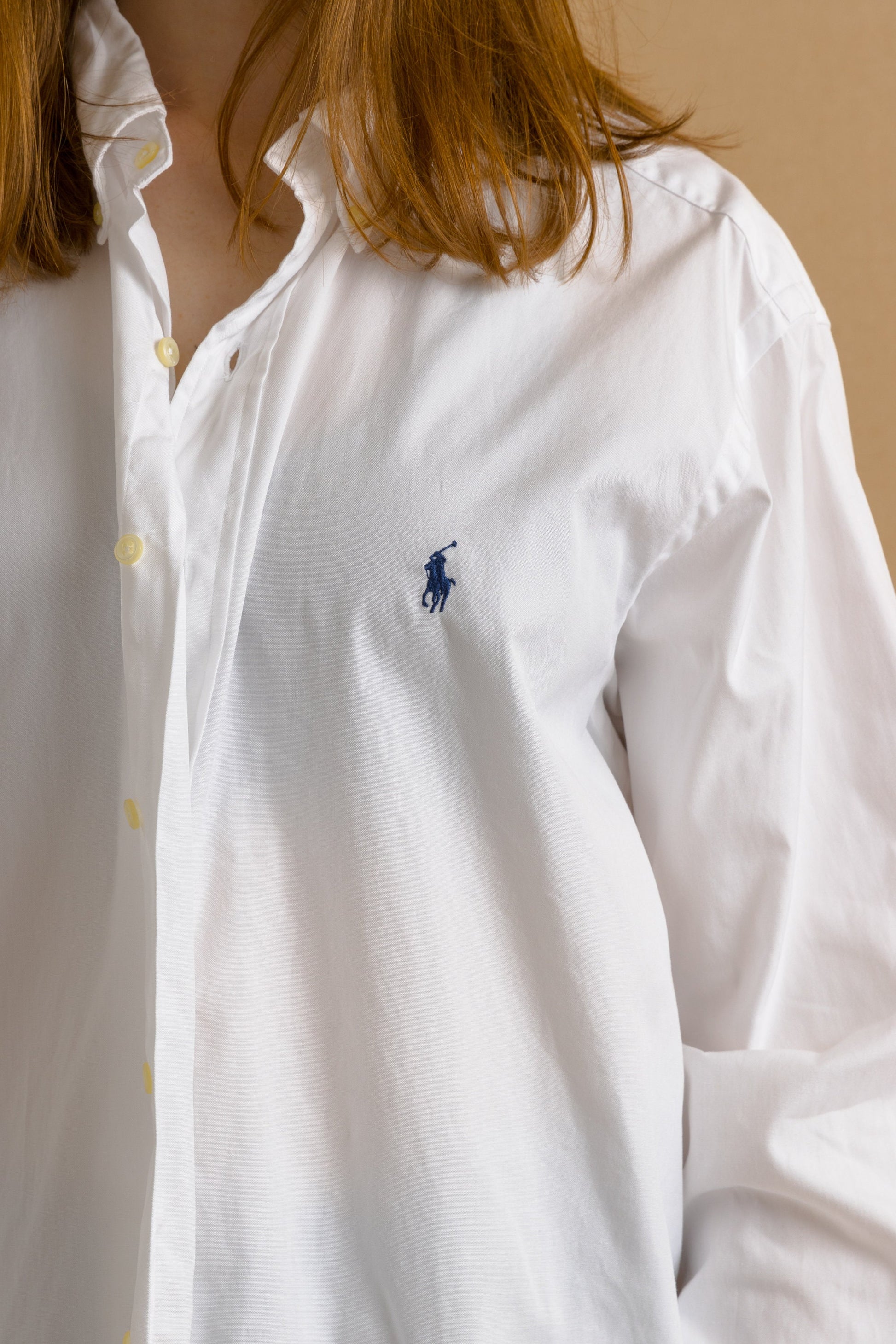 Vintage Ralph Lauren White Classic Logo Long Sleeve Buttons Up Unisex Shirt/ Vintage Ralph Lauren Unisex White Large Man Shirt