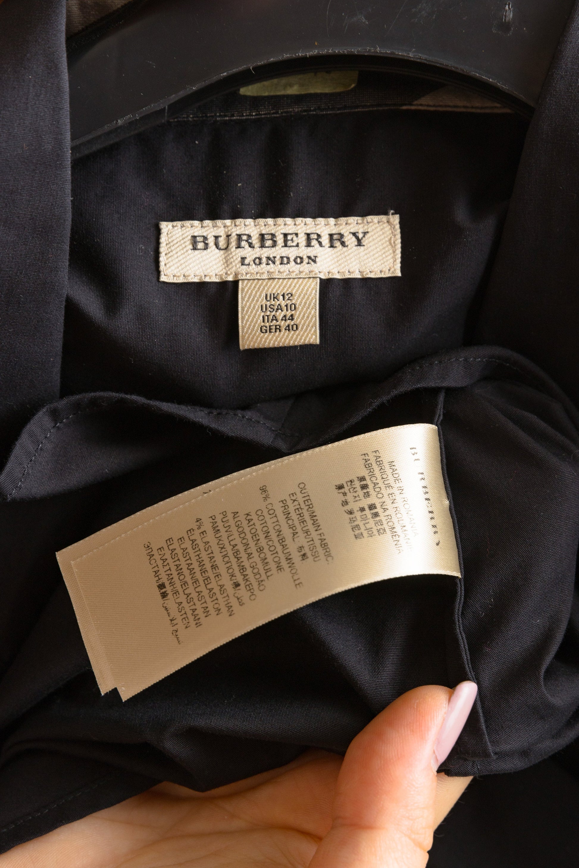 Vintage Burberry Black Cotton Logo Long Sleeve Buttons Up Blouse/ Vintage Burberry Woman Black Medium Shirt