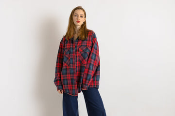 Vintage Levis Checked Padded Lined Shirt Buttons Up Down Red Tab Unisex Rave Top size Large