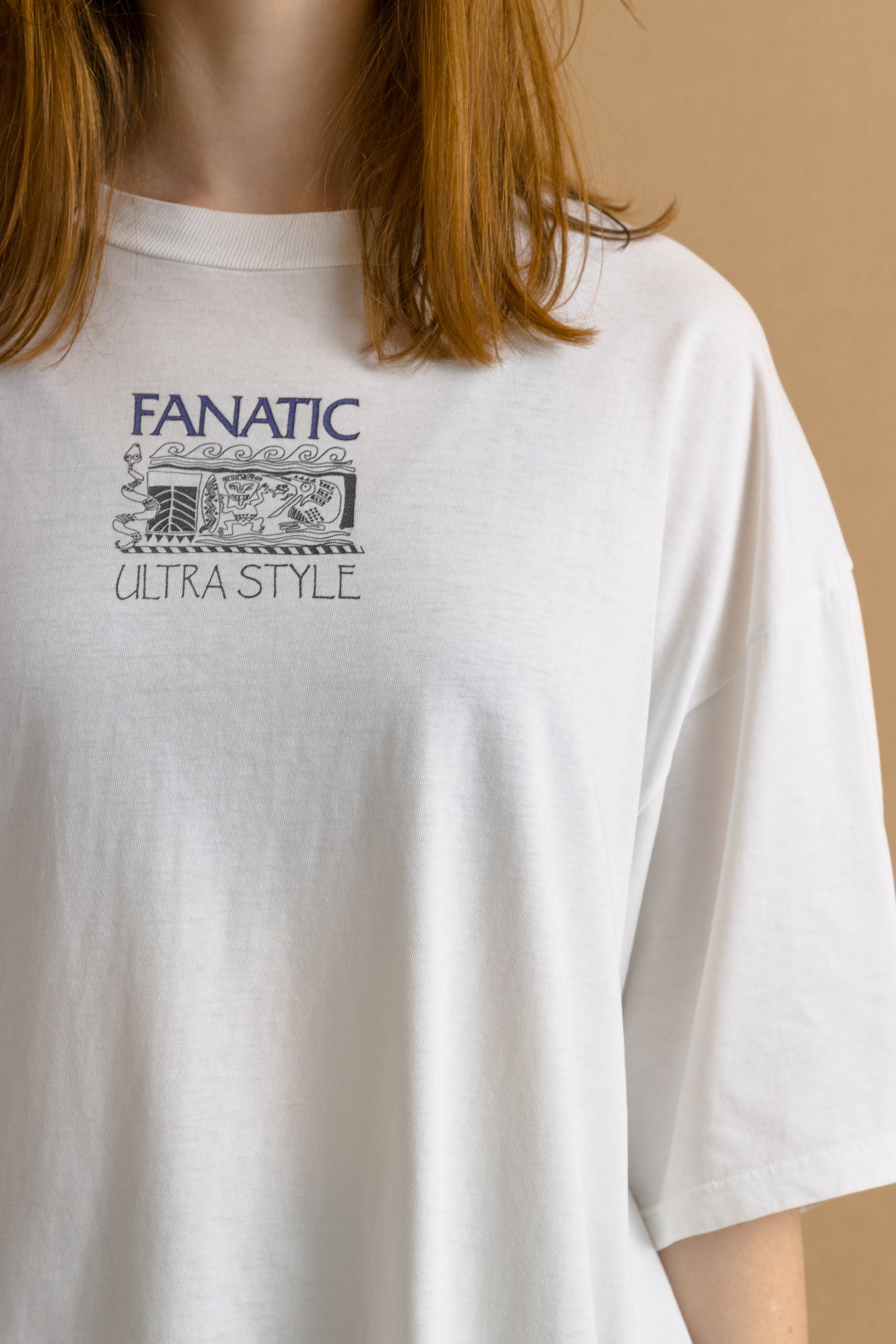 90s Vintage Fanatic Ultra Style Tee/ White Graphic T Shirt - Women's M | Vintage White Graphic Print Tee