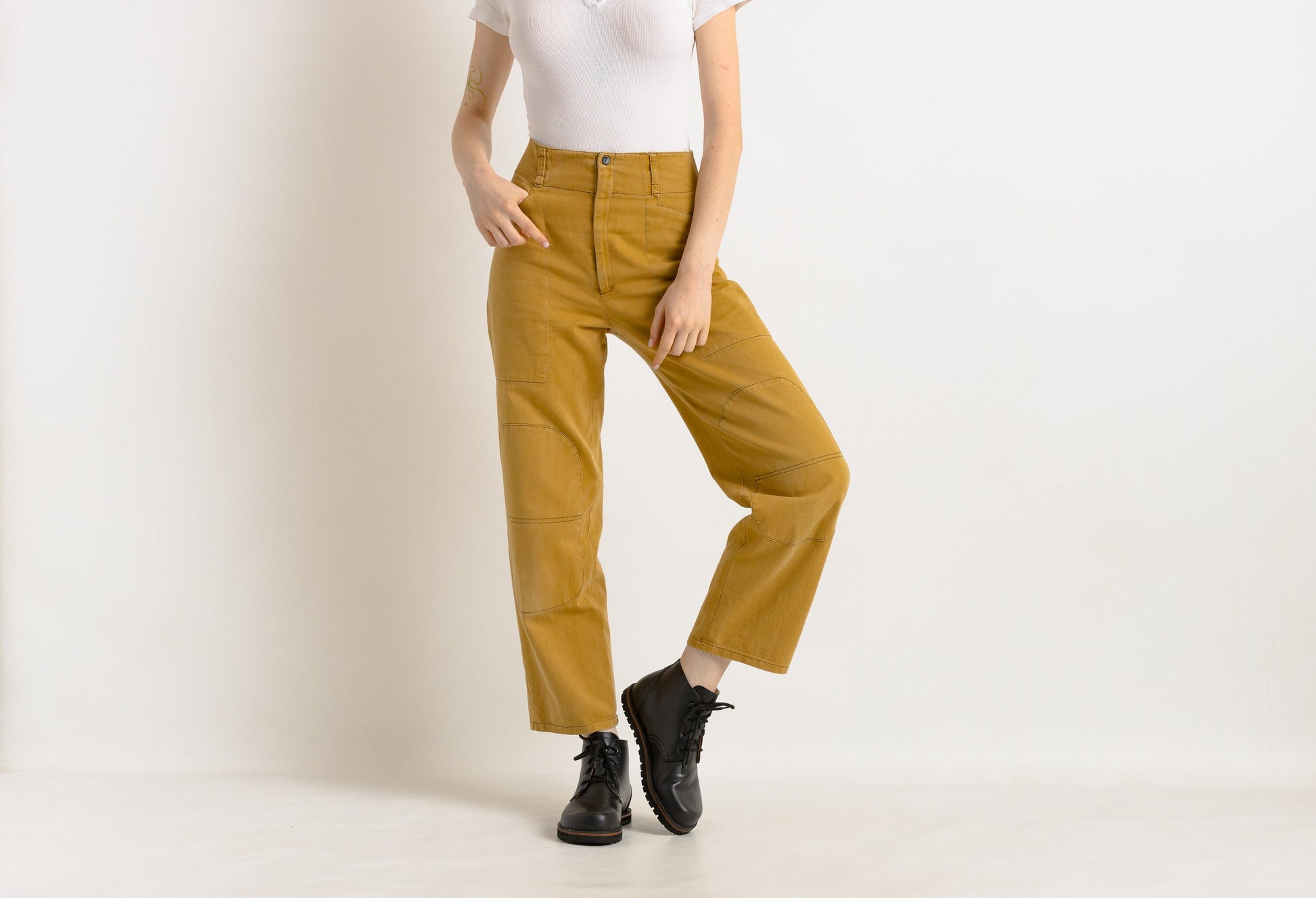 90s Vintage Woman Tapered MOMs Cotton High Waisted Cotton Straight Pants Trousers Size S Girlfriend Gift/ Vtg Cargo Pants