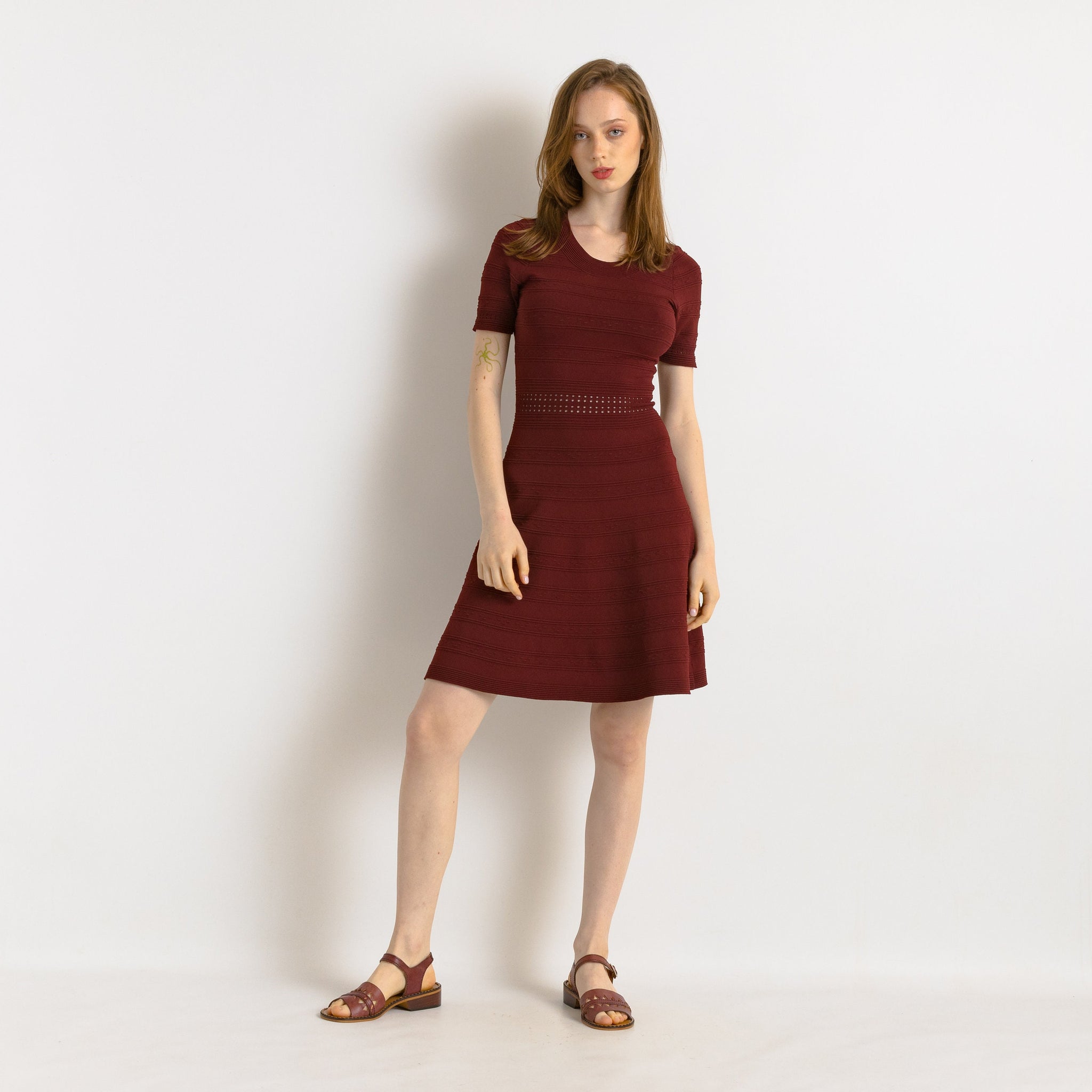 00s Preloved Woman Sandro Mini Maroon Dress size Small