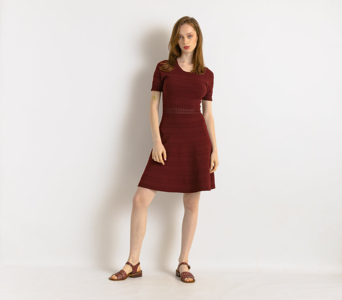 00s Preloved Woman Sandro Mini Maroon Dress size Small