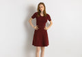 00s Preloved Woman Sandro Mini Maroon Dress size Small