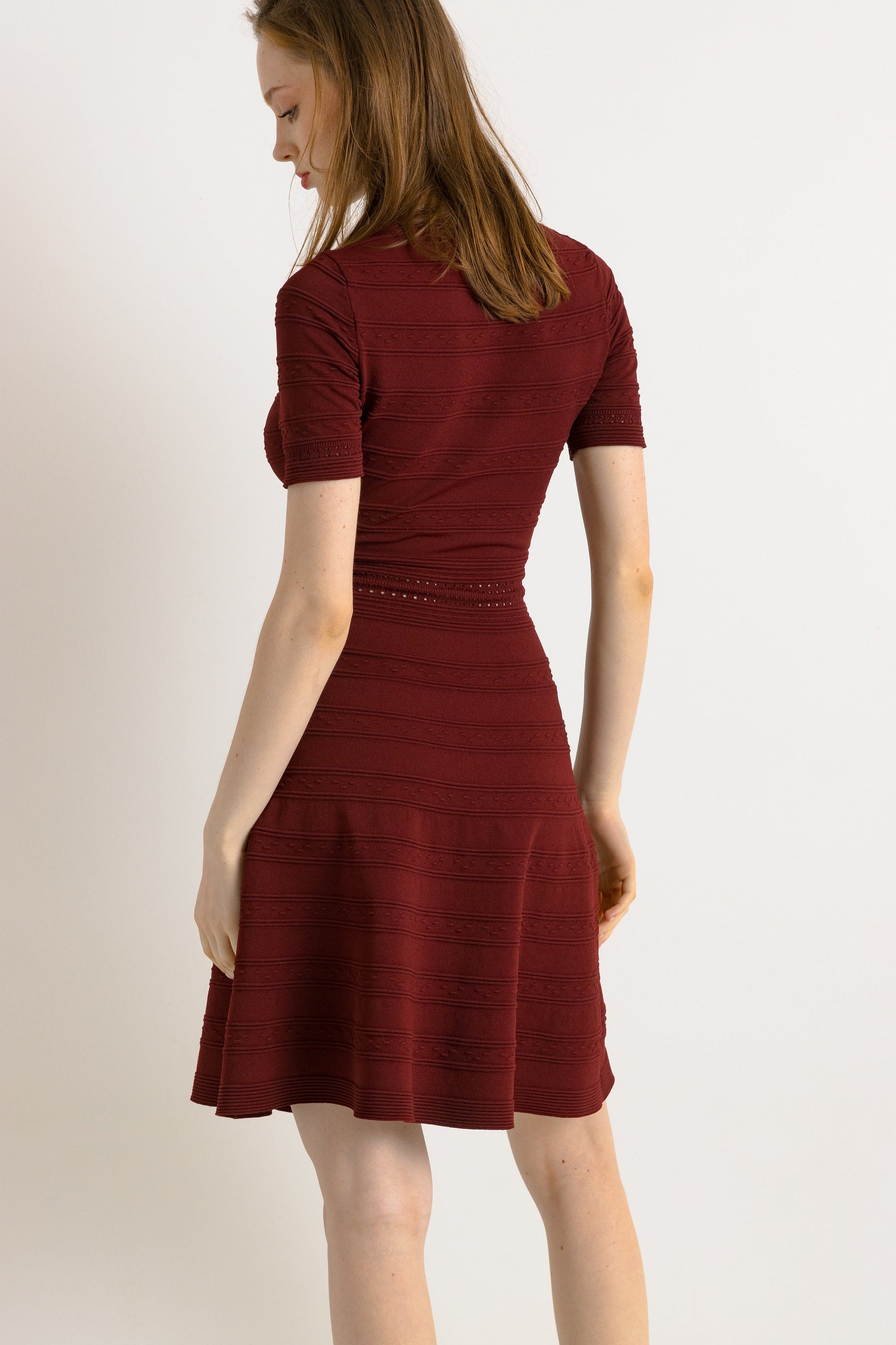 00s Preloved Woman Sandro Mini Maroon Dress size Small