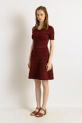 00s Preloved Woman Sandro Mini Maroon Dress size Small