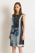 90s Preloved Woman Jil Sander 50% Silk Mini Abstract Pattern Dress size Small