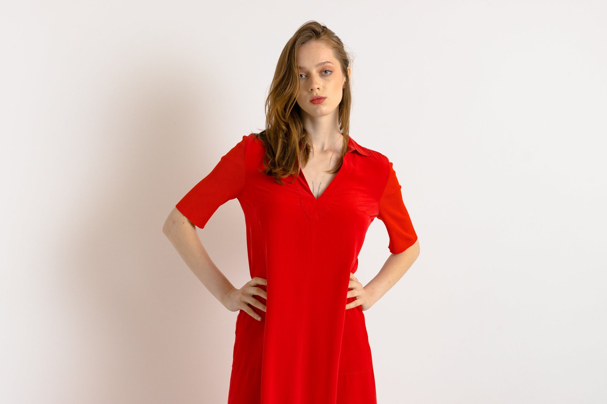 90s Vintage Preloved Woman Max Mara 100% Silk Mini Red Dress size 36 Small