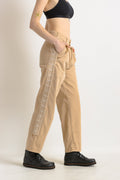 Twin - Set Simona Barbieri Woman Beige Tapered Summer Beige Pants with Beads size 36