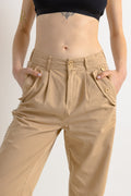 Twin - Set Simona Barbieri Woman Beige Tapered Summer Beige Pants with Beads size 36