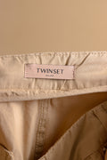 Twin - Set Simona Barbieri Woman Beige Tapered Summer Beige Pants with Beads size 36