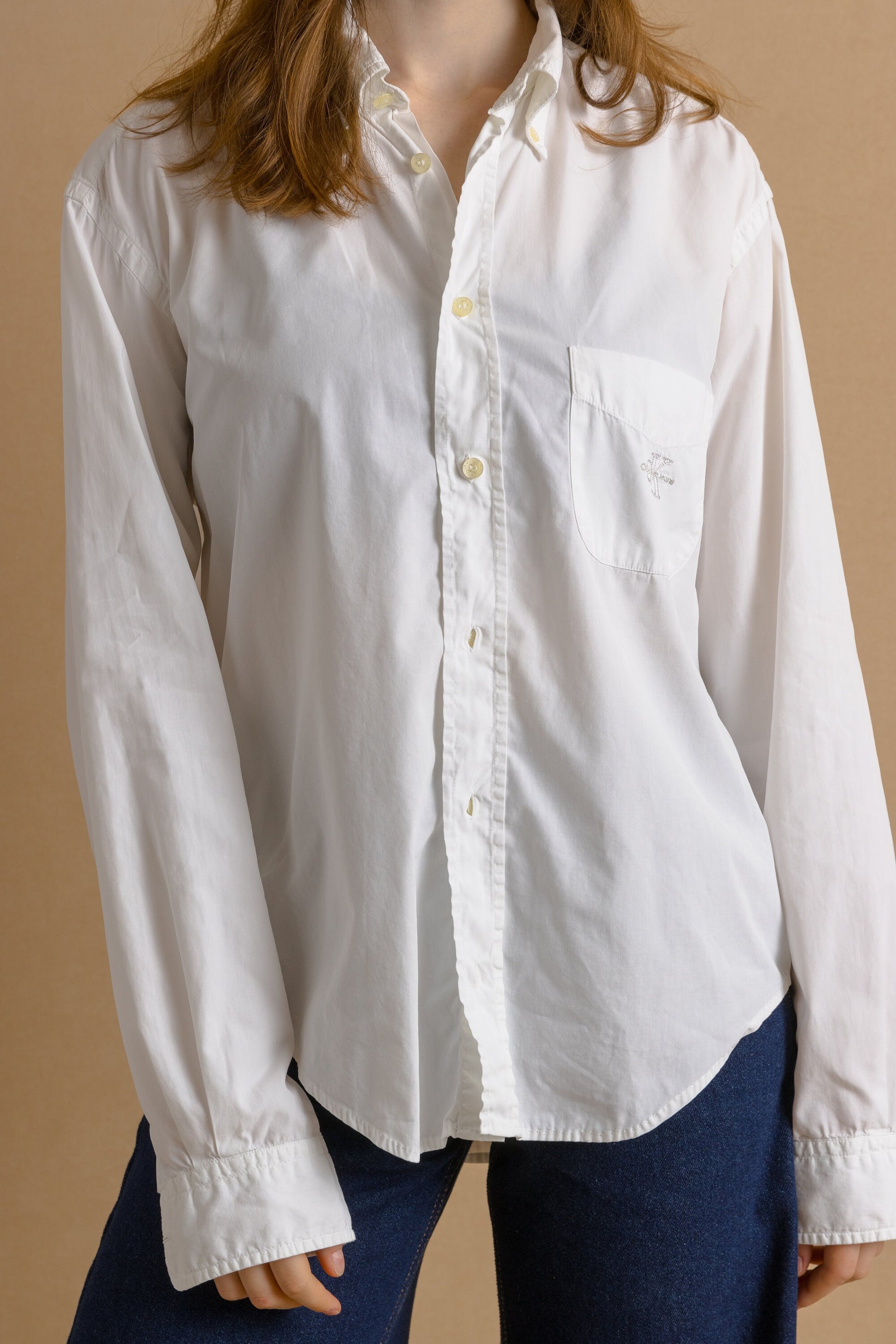 Vintage Calvin Klein White Cotton Long Sleeve Buttons Up Unisex Shirt/ Vintage Calvin Klein Unisex White Small Man Shirt