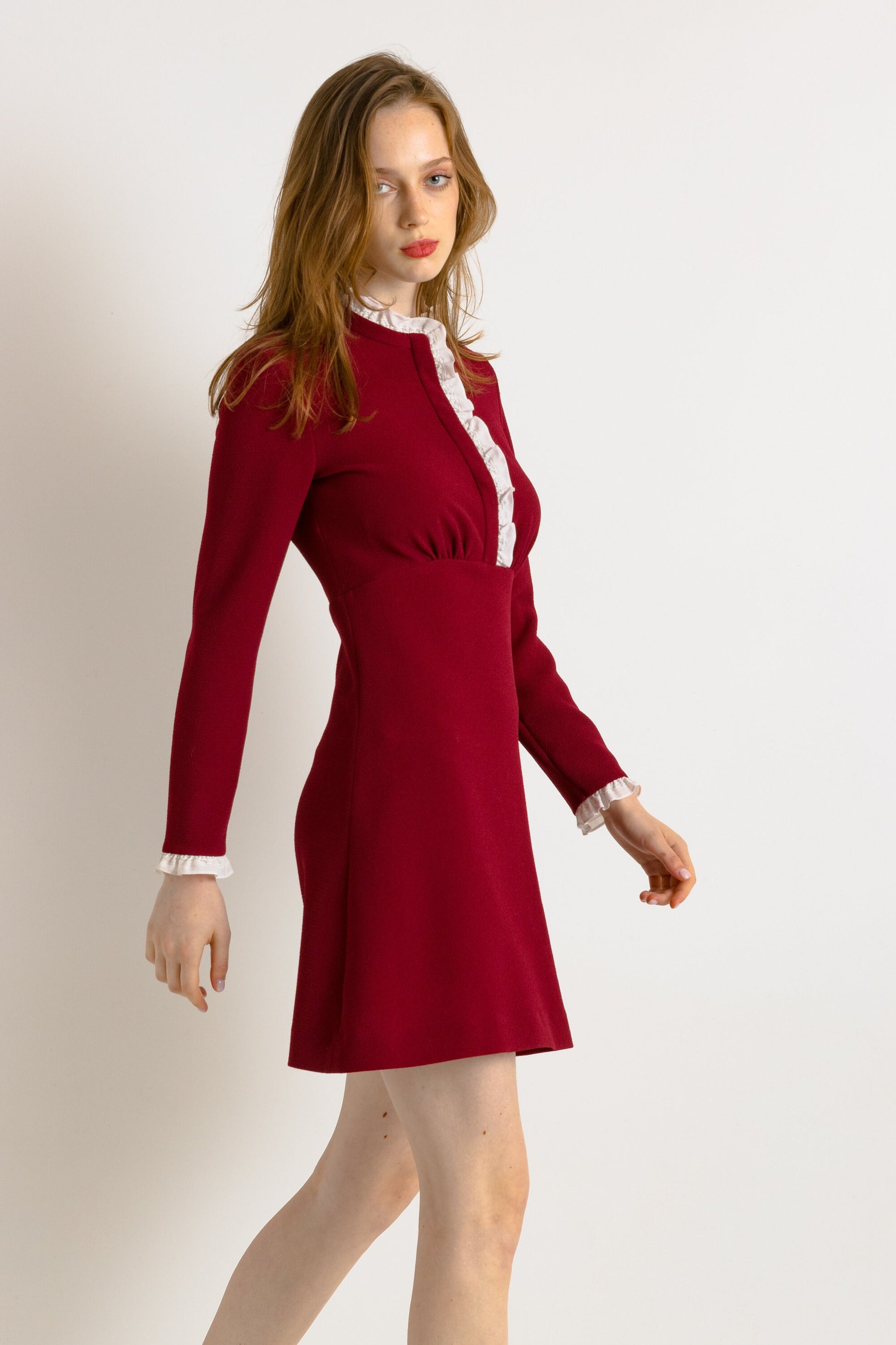 00s Preloved Woman Sandro Mini Maroon Dress size Small