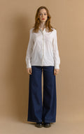 Prada White Cotton Long Sleeve Buttons Up Woman Blouse/ 00s Prada Milano White Small Woman Shirt