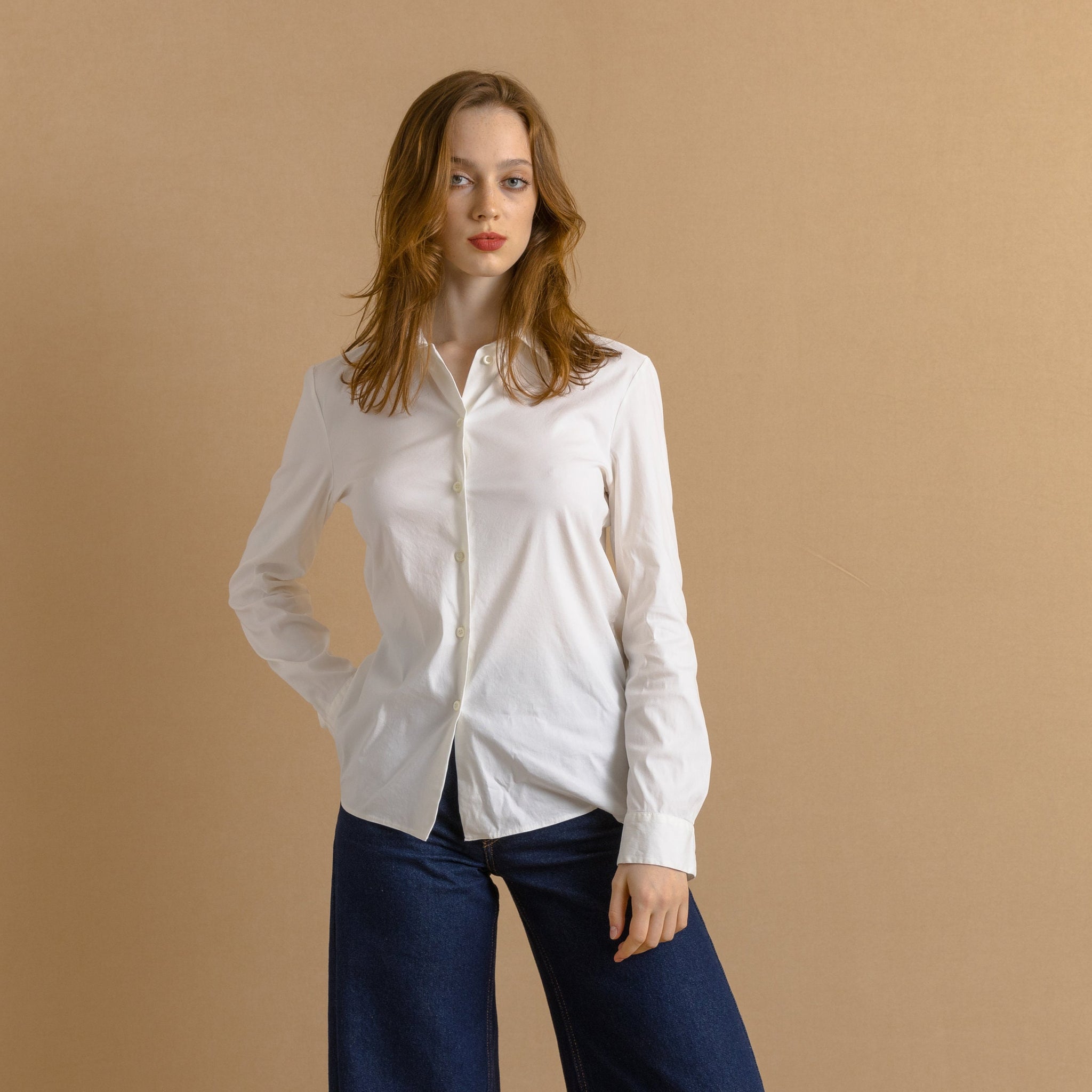 Prada White Cotton Long Sleeve Buttons Up Woman Blouse/ 00s Prada Milano White Small Woman Shirt