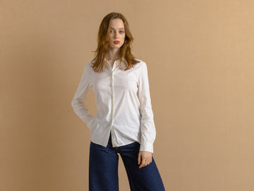 Prada White Cotton Long Sleeve Buttons Up Woman Blouse/ 00s Prada Milano White Small Woman Shirt