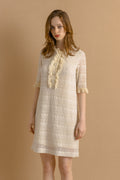 3.1 Phillip Lim Ivory Beige Lace Crochet Mini Shift Dress Size 8 Rayon Blend Bride Dress