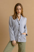 Vintage 90s Laurel Escada Light Blue Woolmark Long Blazer/Small Light Blue Buttons Blazer | Wool Woman Jacket