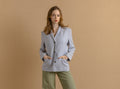 Vintage 90s Laurel Escada Light Blue Woolmark Long Blazer/Small Light Blue Buttons Blazer | Wool Woman Jacket