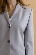 Vintage 90s Laurel Escada Light Blue Woolmark Long Blazer/Small Light Blue Buttons Blazer | Wool Woman Jacket