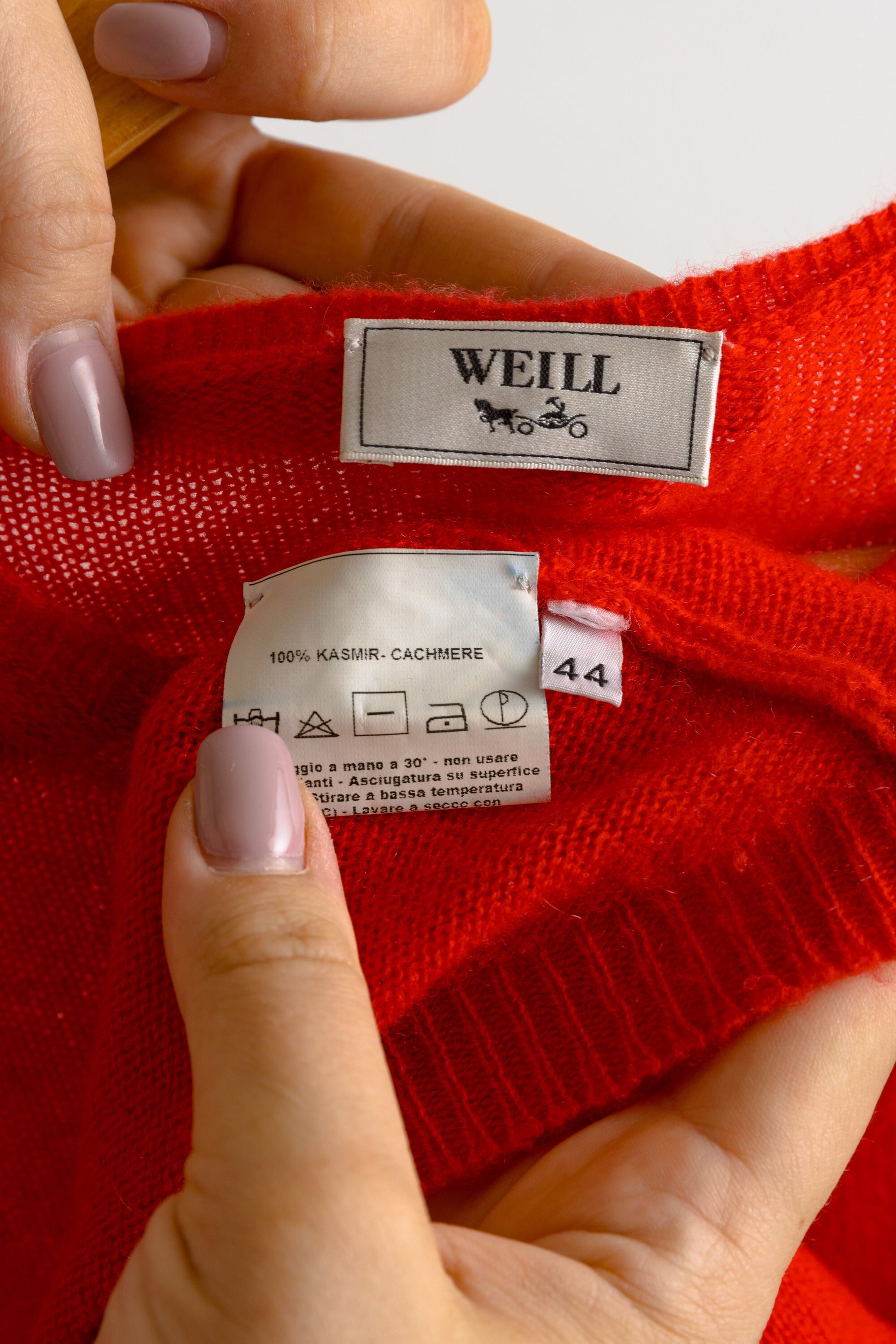 Vintage 90’s Weill crew neck cashmere top | Cashmere red neutral top | woman blouse | medium top