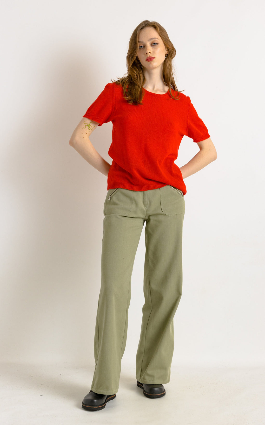 Vintage 90’s Weill crew neck cashmere top | Cashmere red neutral top | woman blouse | medium top