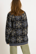 80s Vintage Italy Knitwear Wool Jumper Sweater/ Vintage Woman Fair Isle Wool Sweater size Xlarge