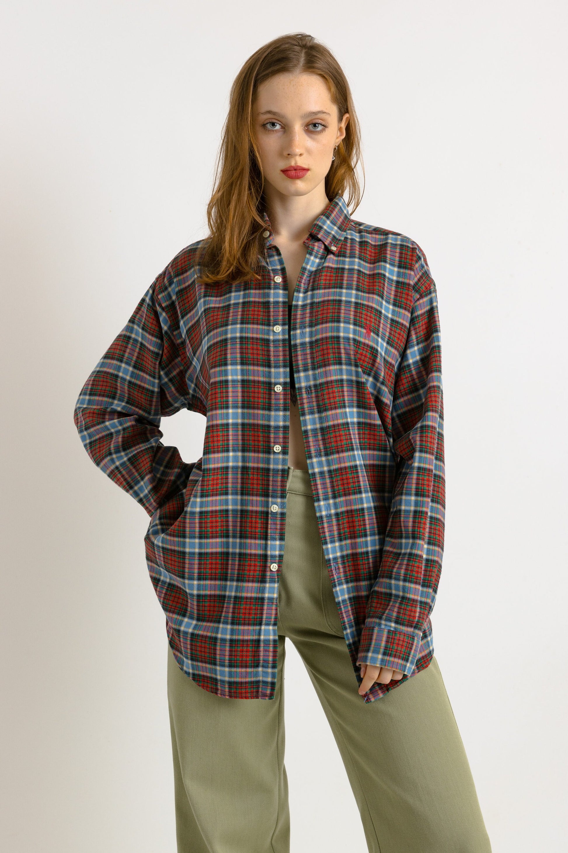 Vintage Ralph Lauren Checked Blake Cotton Logo Long Sleeve Buttons Up Unisex Shirt/ Vintage Ralph Lauren Unisex Check Medium Man Shirt