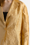 80s Vintage 100% Silk Gold Jacket Women Vintage 80s Jacket 80s Evening Style Jacket Gold Silk Blazer Jacket Size Small