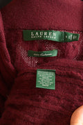 Ralph Lauren Sweater Maroon Polo Sweater Knitted Cashmere Knit Pullover Jumper V Neck Plain Retro Basic Vintage 90s Womens Small