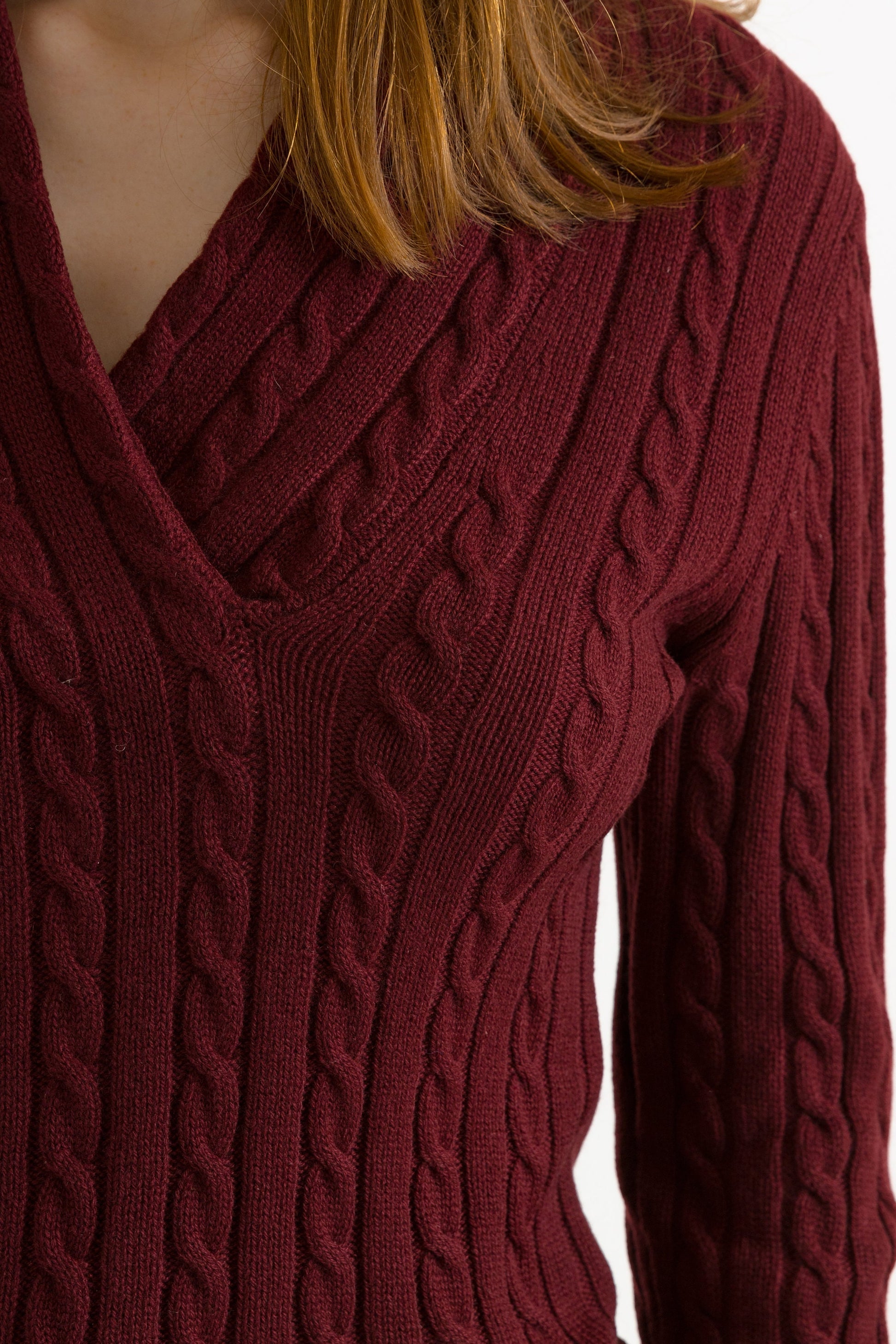 Ralph Lauren Sweater Maroon Polo Sweater Knitted Cashmere Knit Pullover Jumper V Neck Plain Retro Basic Vintage 90s Womens Small