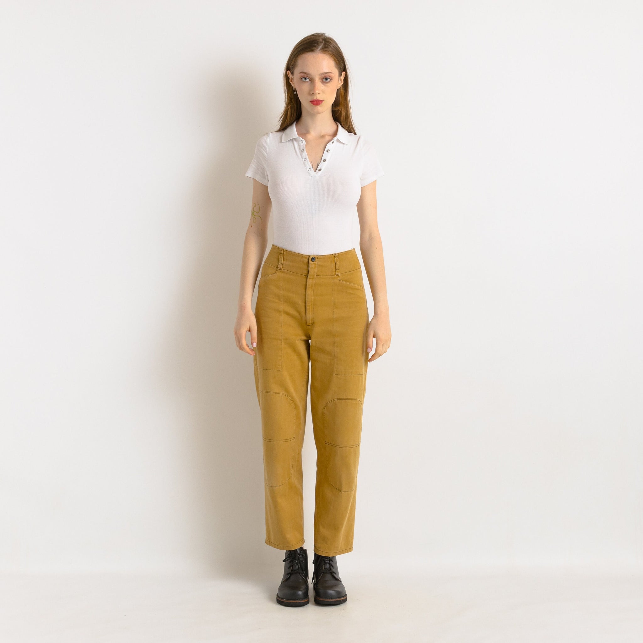 90s Vintage Woman Tapered MOMs Cotton High Waisted Cotton Straight Pants Trousers Size S Girlfriend Gift/ Vtg Cargo Pants