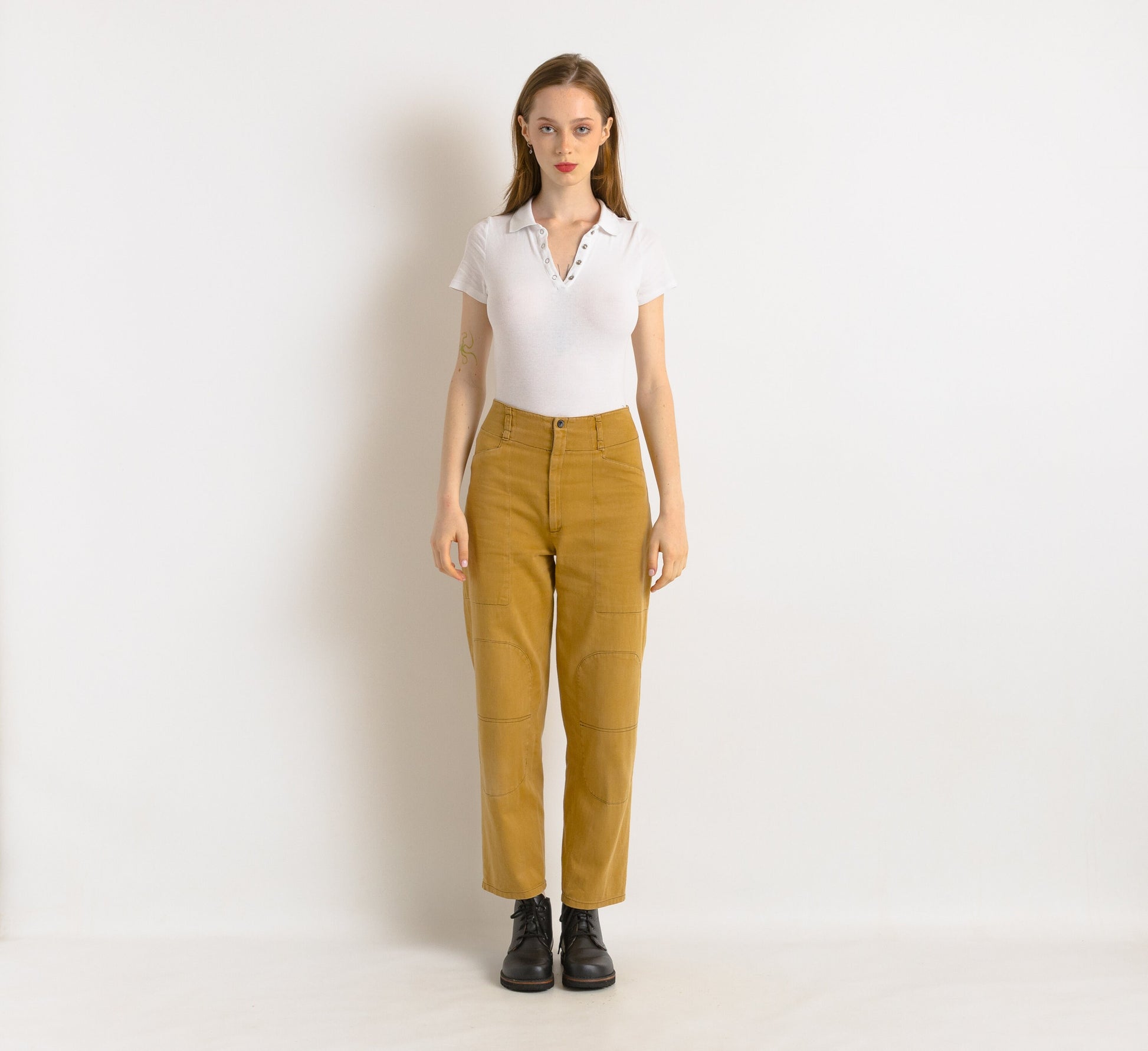 90s Vintage Woman Tapered MOMs Cotton High Waisted Cotton Straight Pants Trousers Size S Girlfriend Gift/ Vtg Cargo Pants