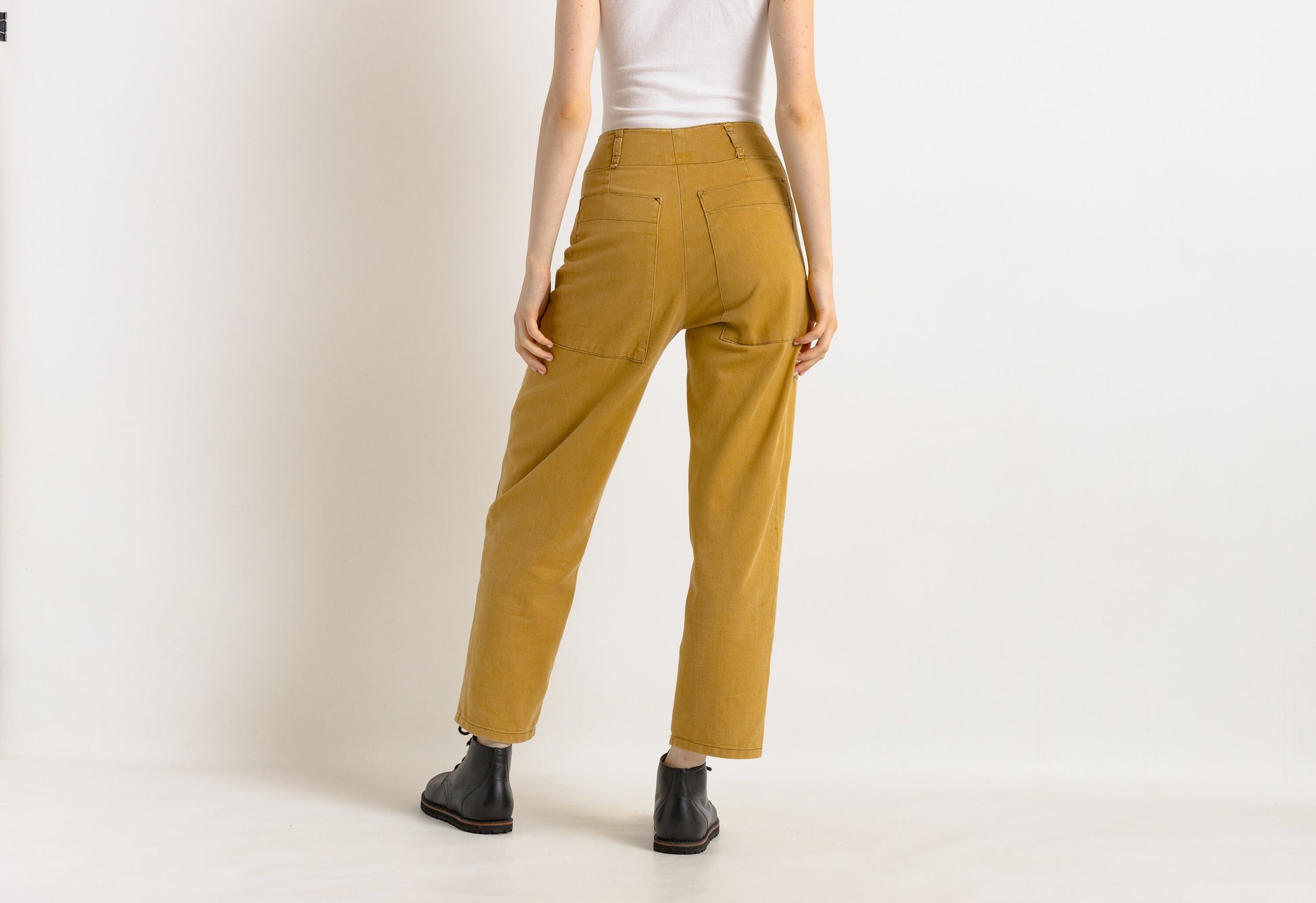 90s Vintage Woman Tapered MOMs Cotton High Waisted Cotton Straight Pants Trousers Size S Girlfriend Gift/ Vtg Cargo Pants