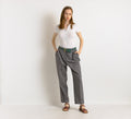 1980s Vintage wool gray tapered pleated woman pants, 80s high waisted wool trousers