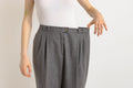 1980s Vintage wool gray tapered pleated woman pants, 80s high waisted wool trousers