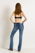 90s Vintage Vtg Rock Revival Mid Waisted Denim Skinny Flare Jeans Pants Trousers Size 26/ Woman Biker Jeans