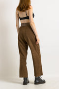 80s Vintage High Waisted Leather Woman Pants size Medium/ Vintage woman leather brown trousers/ vintage woman clothing/ vintage woman