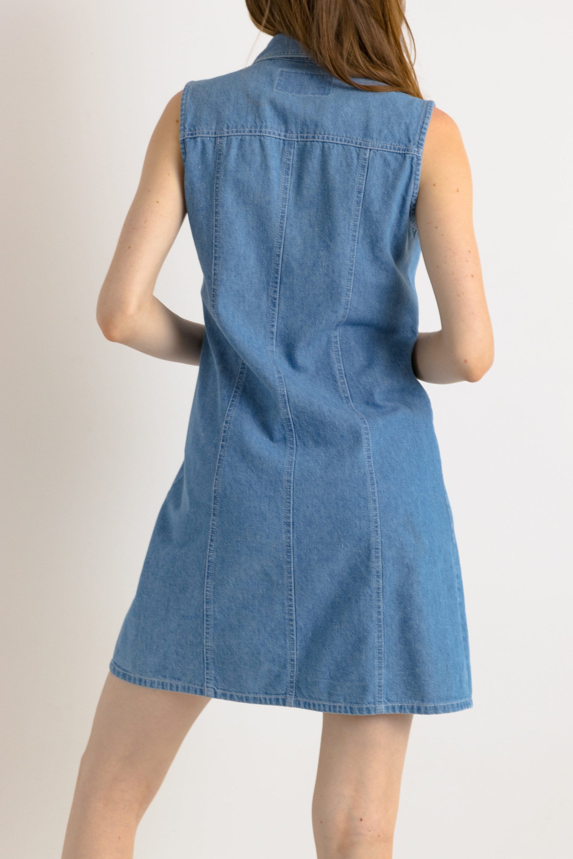 80s Vintage Denim Buttons Up Denim Mini Length Dress size Small/ Vintage Summer Mini Grunge Dress/ Mini Blue Dress