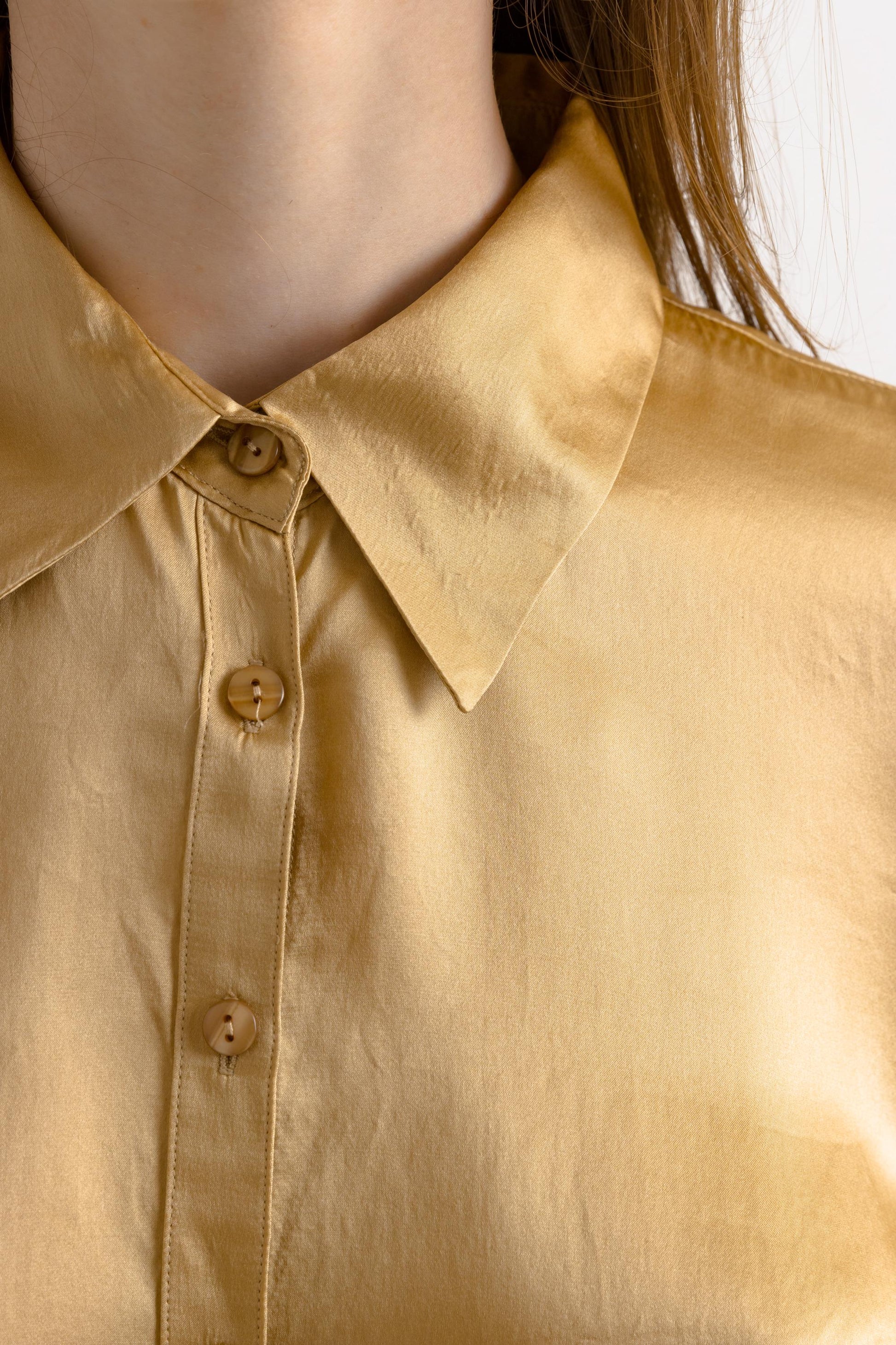 80s Vintage Silk Blouse, Vintage Gold Oversized Long Sleeve Silk Top, Gold Silk Blouse, Oversized Button Up