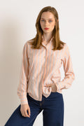 Woman Vintage Preloved Andrea Finamore Striped Classic Blouse Shirt size Small