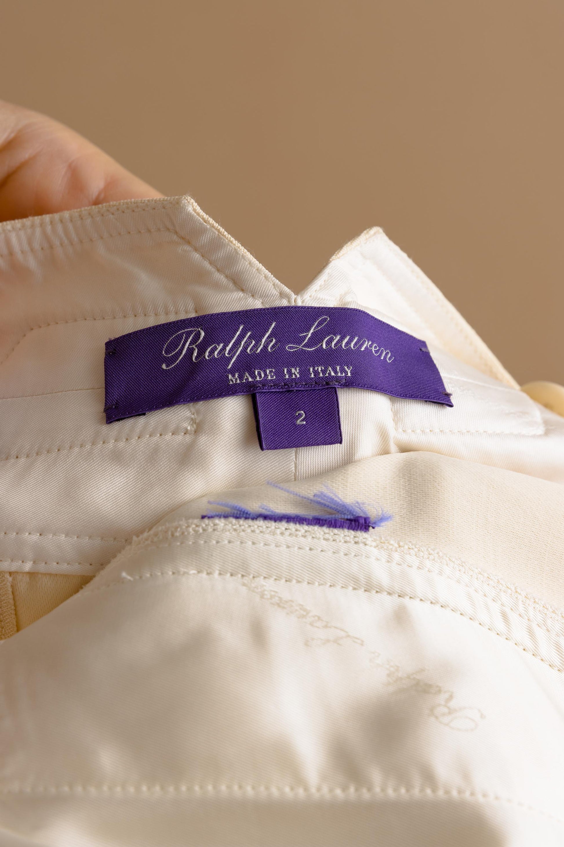 Vintage Ralph Lauren Authentic Beige Pants Size Women's 2 Trousers Retro Classic Purple Label 90s Luxury Style fits Small