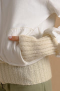 PATRIZIA PEPE - Vintage Woman Preloved White Turtleneck Puff Sleeve Zip Fastens Cardigan Jacket