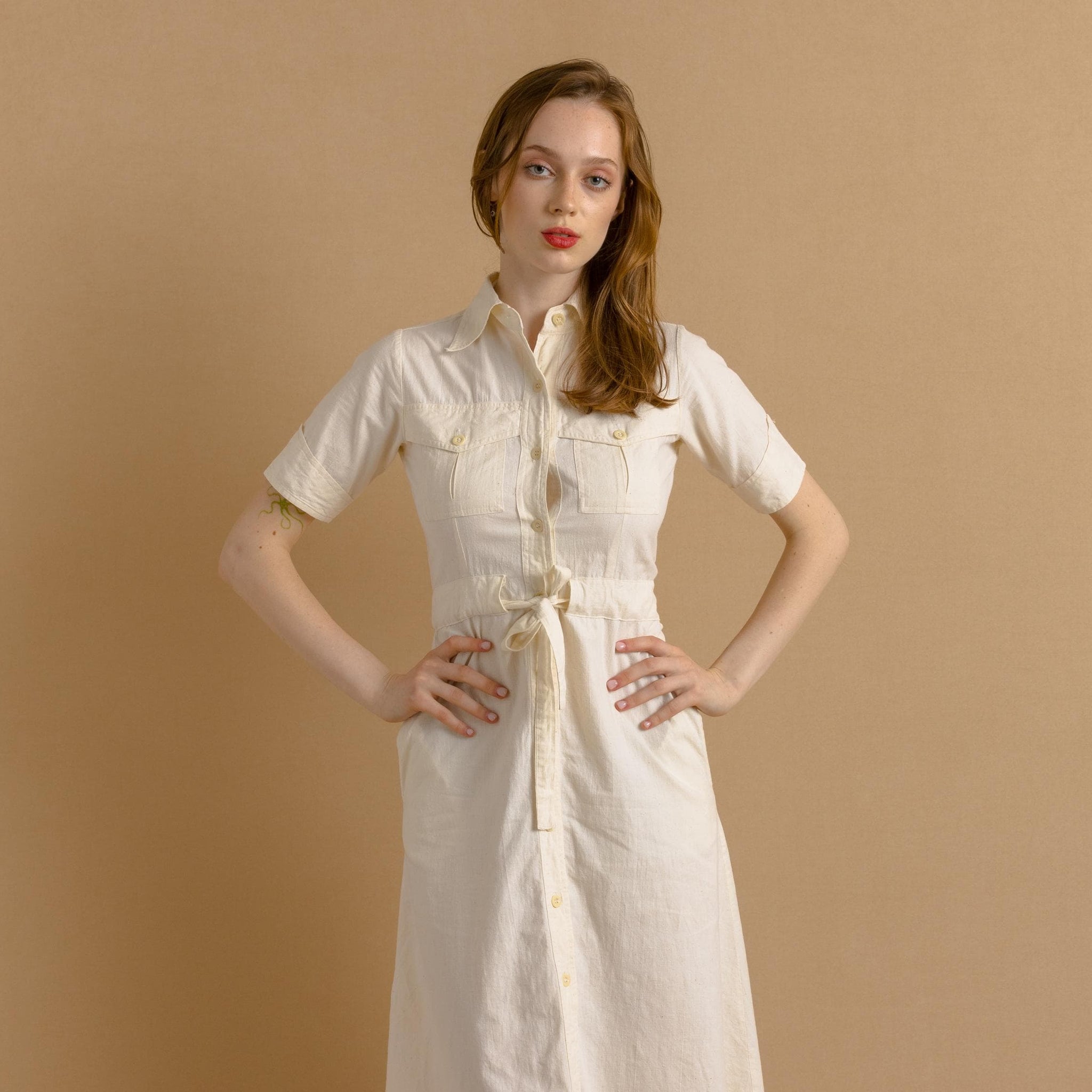 Midi dress MOD 60s dress / vintage midi dress / short sleeved dress / buttoned on the front