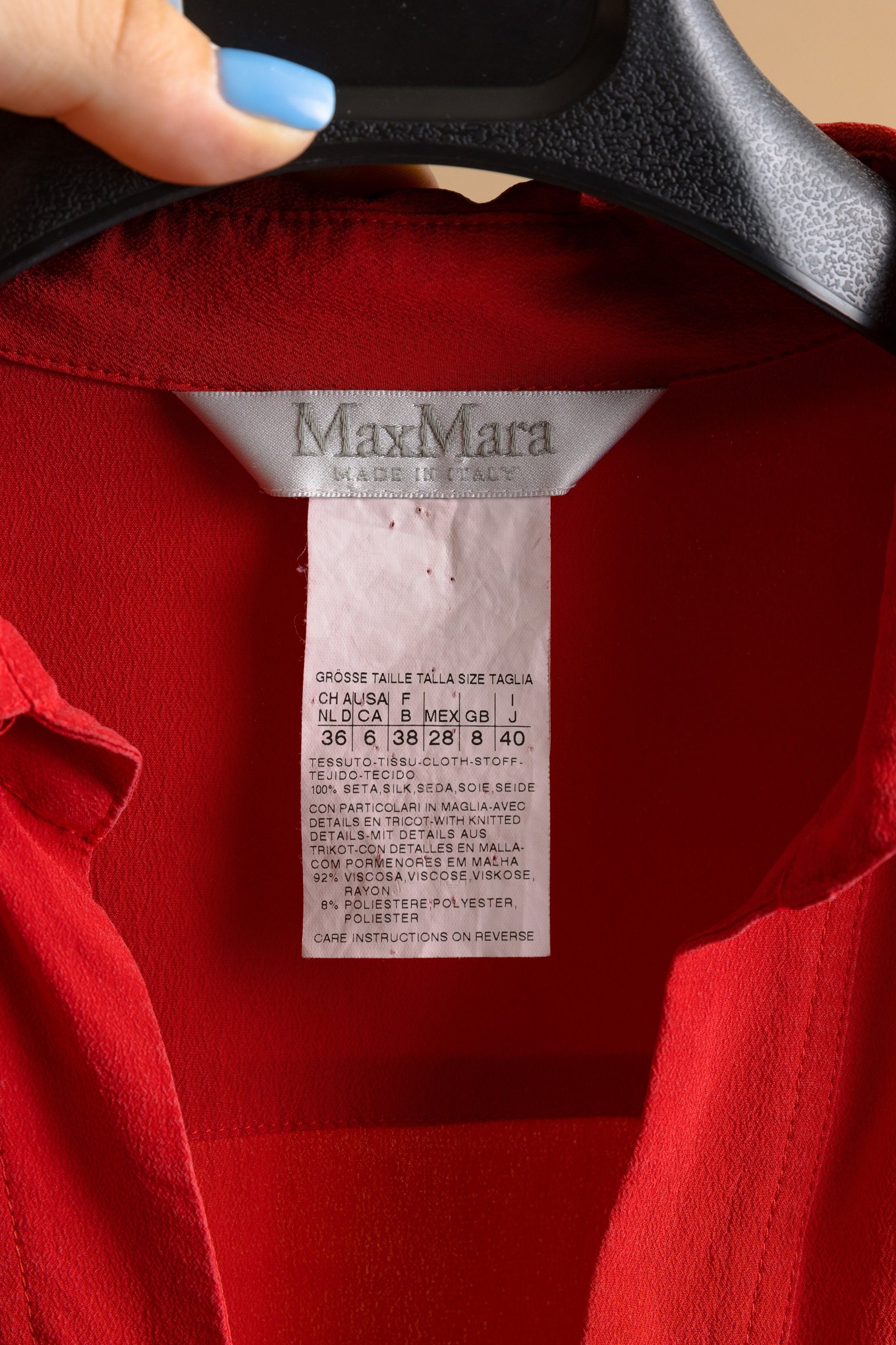 90s Vintage Preloved Woman Max Mara 100% Silk Mini Red Dress size 36 Small