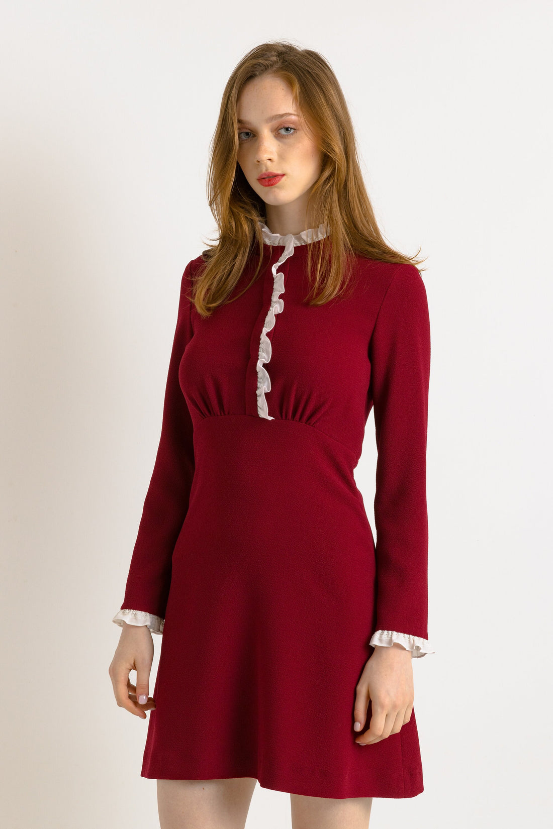 00s Preloved Woman Sandro Mini Maroon Dress size Small