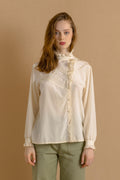 Ivory Vintage Blouse Victorian Style Renaissance Blouse Austrian Blouse Embroidered Cottagecore