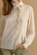 Ivory Vintage Blouse Victorian Style Renaissance Blouse Austrian Blouse Embroidered Cottagecore