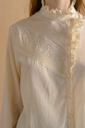 Ivory Vintage Blouse Victorian Style Renaissance Blouse Austrian Blouse Embroidered Cottagecore